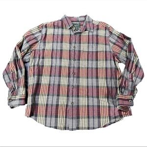 Woolrich Plaid Flannel Shirt Men’s XL Red Gold Casual Cotton Button Up